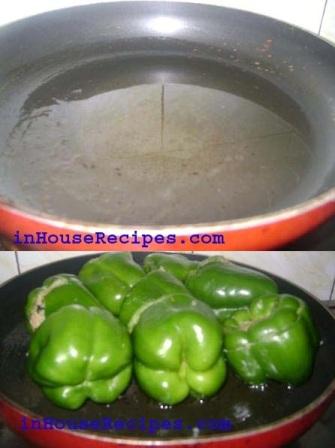 Add all the filled Capsicum in hot Oil